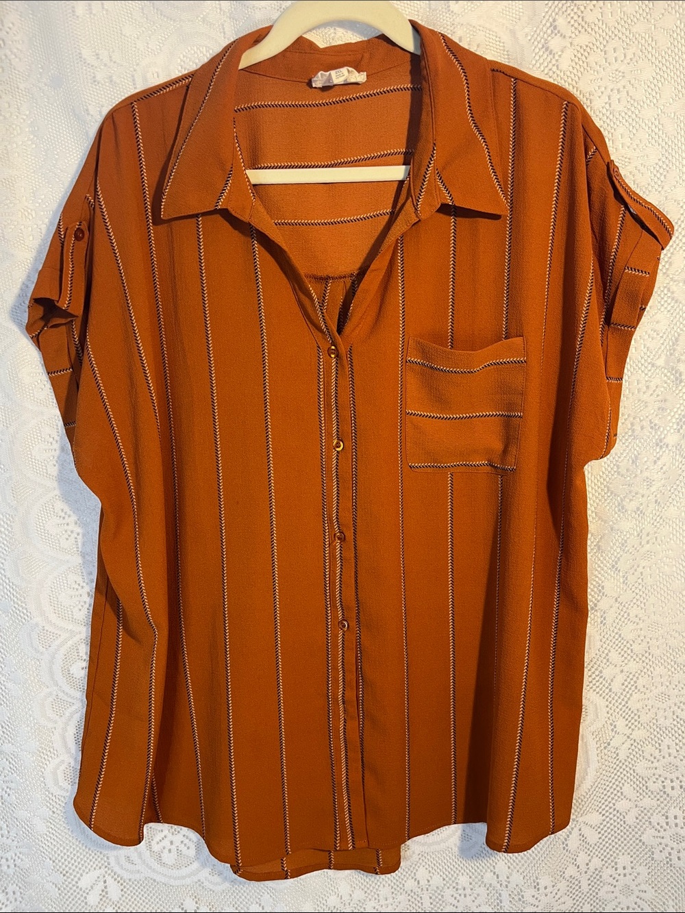 😻5for$15😻 Perch by Blu Pepper Rust Striped Button-Up Shirt 2XL